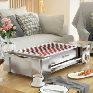 High-tech electric BBQ grill for smokeless indoor grilling, perfect for various foods