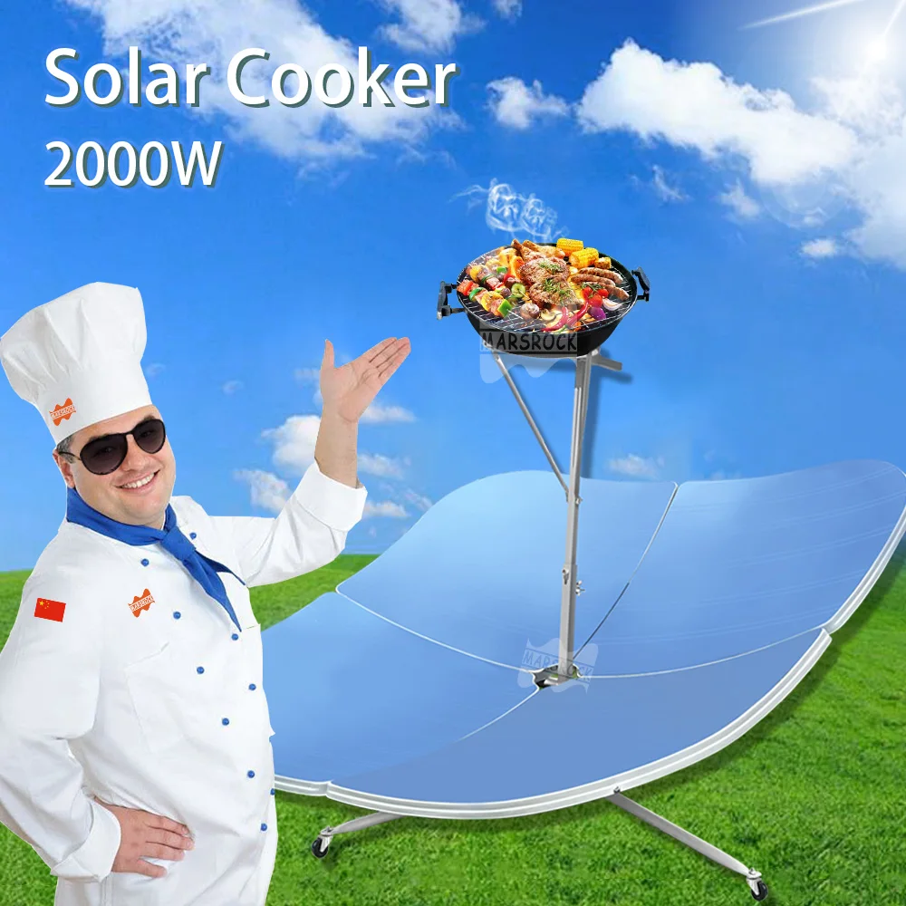 Eco-friendly outdoor cooking with the 2000W Solar Cooker in action, surrounded by nature