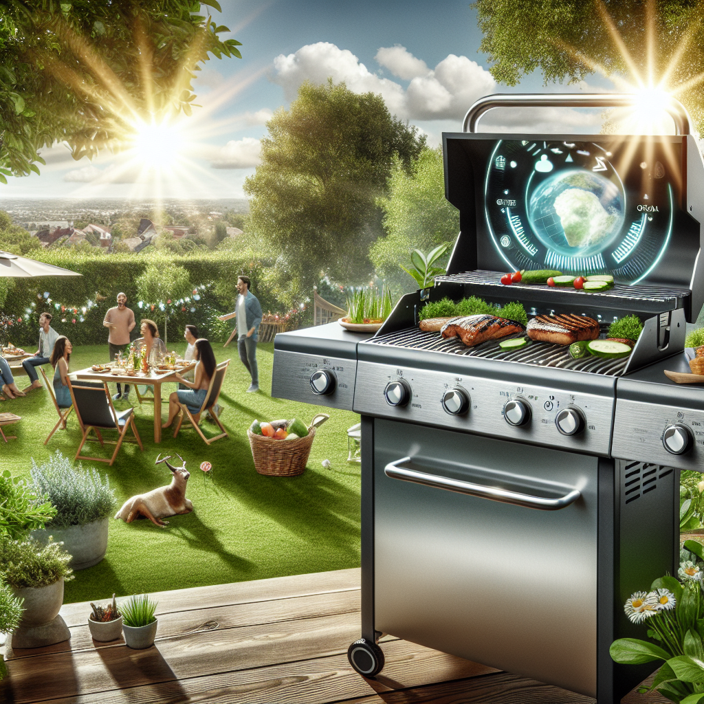 Eco-friendly gas grill setup for an eco-conscious cookout, highlighting green grilling solutions